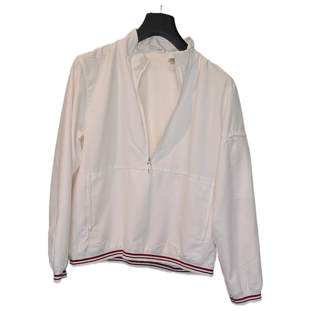 Lizgolf Liz Claiborne Womens White‎ Quarter Zip Windbreaker Golf Jacket Medium